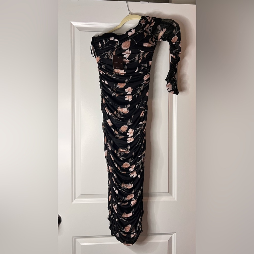 JLUXLABEL Black Floral Ruched Dress - Picture 4 of 10